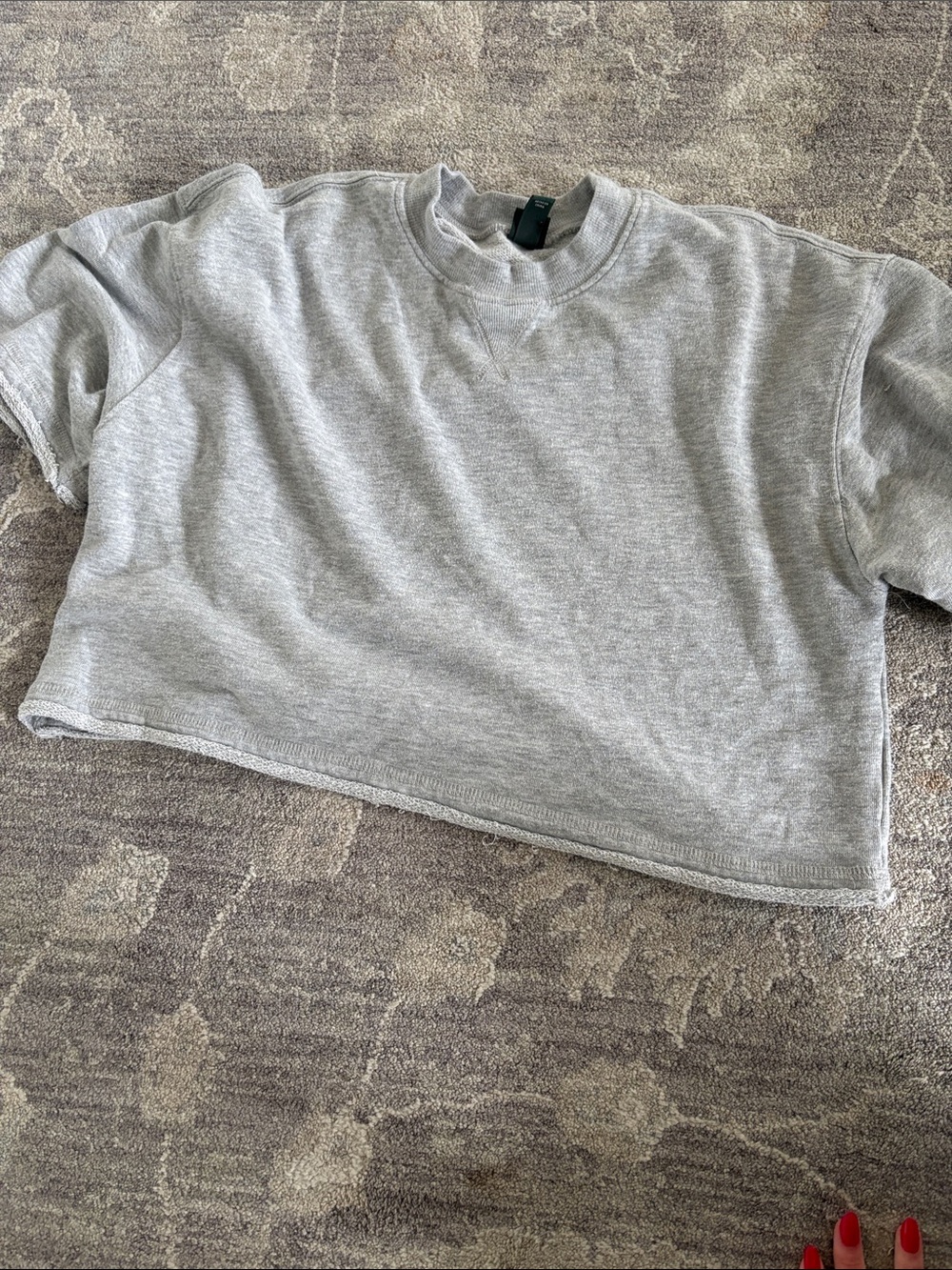 Cropped Heather Gray Crewneck Sweatshirt